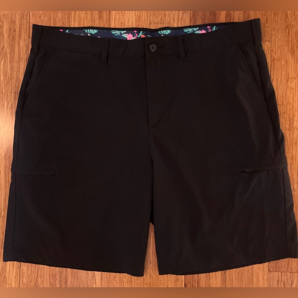 Birdie Bound Golf Shorts Stretch Floral Flat Front Mens Sz 42 Black 1136